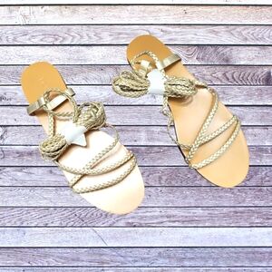 J Crew metallic gold braided lace-up sandals Size 7.5